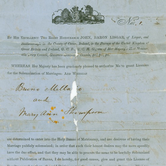First BC Marriage Licence