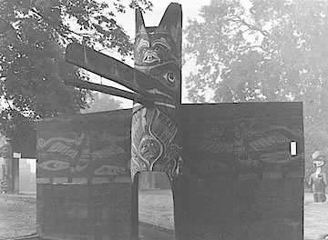 Nuxalk House Frontal Pole and Nuu-chah-nulth (Ahousaht) Ceremonial Screen