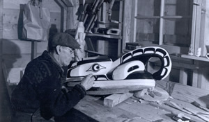 Mungo Martin painting Cannibal Bird mask